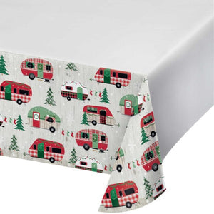 Tableware - Table Covers Christmas Campers Border Print Paper Tablecover 137cm x 259cm Each