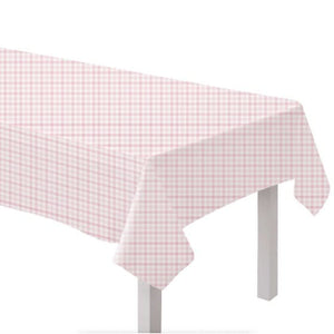 Tableware - Table Covers Pastel Pink Gingham Paper Tablecover FSC Each