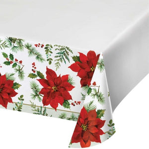 Tableware - Table Covers Posh Poinsettia Border Print Paper Tablecover 137cm x 259cm Each