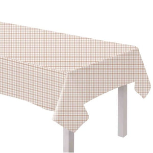 Tableware - Table Covers White Sand Gingham Paper Tablecover FSC 1.37m x 2.7m Each