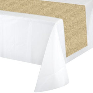 Tableware - Table Runners, Table Skirts & Clips Gold Glittered Table Runner 35cm x 2.13m Each