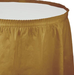 Tableware - Table Runners, Table Skirts & Clips Gold Plastic Table Skirt 74cm x 4.26m Each