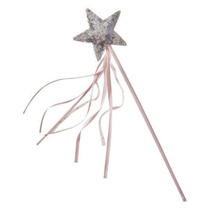 Wings & Wands Fancy Dress Pink & Silver Sequin Star Fairy Wand