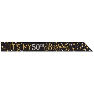 Amscan_OO Badges, Sash & Rosettes Sparkling Celebration Add Any Age Foil Sash And 24 Stickers 152cm Each