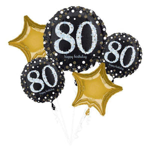 Amscan_OO Balloon - Airwalkers & Bouquets 80th Sparkling Birthday Balloon Bouquet 5pk