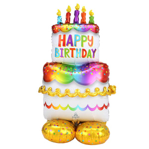 Amscan_OO Balloon - Airwalkers & Bouquets AirLoonz Happy Birthday Cake Foil Balloon 68cm x 134cm Each