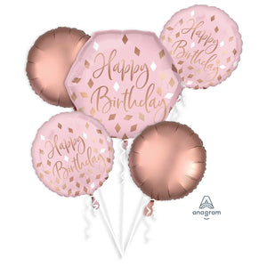 Amscan_OO Balloon - Airwalkers & Bouquets Blush Birthday Balloon Bouquet 5pk