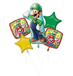 Amscan_OO Balloon - Airwalkers & Bouquets Luigi Foil Balloon Bouquet 5pk