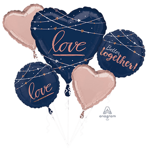 Amscan_OO Balloon - Airwalkers & Bouquets Navy Wedding Love Better Together Balloon Bouquet 5pk