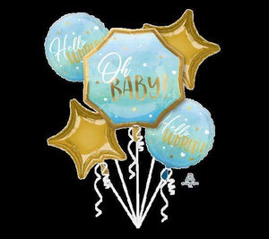 Amscan_OO Balloon - Airwalkers & Bouquets Oh Baby Blue Balloon Bouquet 5pk