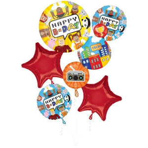 Balloon - Airwalkers & Bouquets Party Town Happy B-Day Balloon Bouquet 5pk