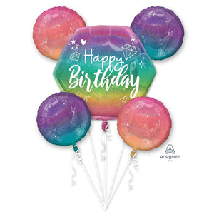 Amscan_OO Balloon - Airwalkers & Bouquets Sparkle Birthday Bouquet Balloon 5pk