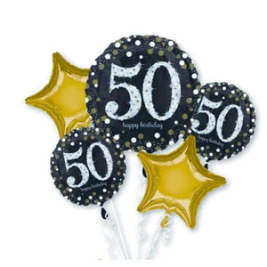 Amscan_OO Balloon - Airwalkers & Bouquets Sparkling Birthday 50th Balloon Bouquet 5pk
