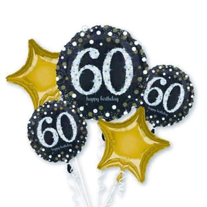 Amscan_OO Balloon - Airwalkers & Bouquets Sparkling Birthday 60th Balloon Bouquet 5pk