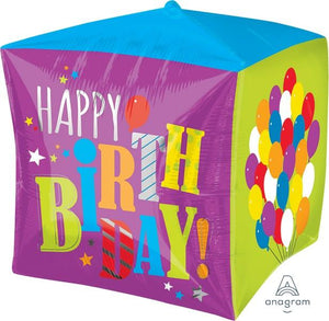 Amscan_OO Balloon - Bubble, Orbz & Cubez Birthday Balloons 38cm x 38cm Each Cubez Foil Balloons 38cm x 38cm Each