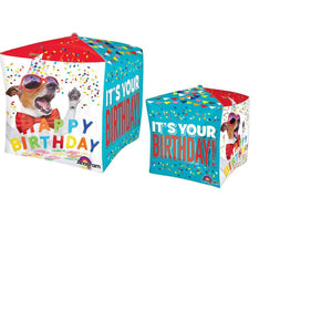 Amscan_OO Balloon - Bubble, Orbz & Cubez Birthday Dog Cubez Foil Balloons 38cm x 38cm Each