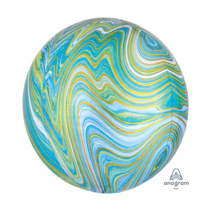 Amscan_OO Balloon - Bubble, Orbz & Cubez Blue Green Marblez Orbz Foil Balloons 38cm x 40cm  Each