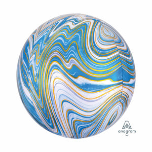 Amscan_OO Balloon - Bubble, Orbz & Cubez Blue Marblez Orbz Foil Balloons 38cm x 40cm  Each