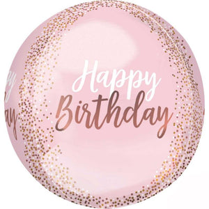 Amscan_OO Balloon - Bubble, Orbz & Cubez Blush Birthday Orbz Foil Balloons 38cm x 40cm Each