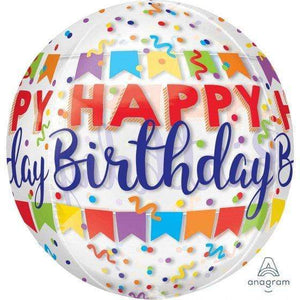 Amscan_OO Balloon - Bubble, Orbz & Cubez Happy Birthday Banner Bash Orbz Balloon 38cm x 40cm Each
