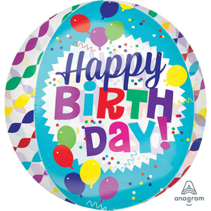 Amscan_OO Balloon - Bubble, Orbz & Cubez Happy Birthday Burst Orbz Foil Balloon 38cm x 40cm Each