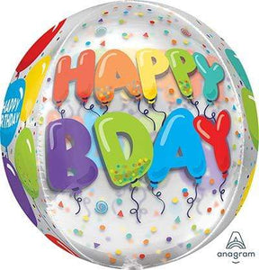 Amscan_OO Balloon - Bubble, Orbz & Cubez Happy Birthday Celebration Orbz Balloon 38cm x 40cm Each