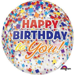 Amscan_OO Balloon - Bubble, Orbz & Cubez Happy Birthday Confetti Orbz Balloons 38cm x 40cm Each