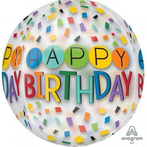 Amscan_OO Balloon - Bubble, Orbz & Cubez Happy Birthday Rainbow Orbz Foil Balloon 38cm x 40cm Each