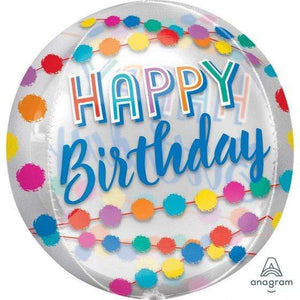Amscan_OO Balloon - Bubble, Orbz & Cubez Happy Birthday Rainbow Puffs Orbz Balloon 38cm x 40cm Each