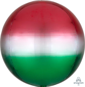 Amscan_OO Balloon - Bubble, Orbz & Cubez Ombre Red & Green Orbz Foil Balloons 38cm x 40cm  Each