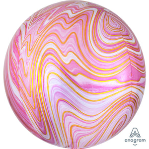 Amscan_OO Balloon - Bubble, Orbz & Cubez Pink Marblez Orbz Foil Balloons 38cm x 40cm  Each