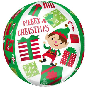 Balloon - Bubble, Orbz & Cubez Santa & Elf Christmas Orbz Foil Balloon 40cm Each