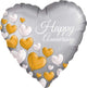 Amscan_OO Balloon - Foil Anniversary Platinum Hearts Foil Balloon 45cm Each