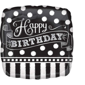 Amscan_OO Balloon - Foil Black & White Chalkboard Birthday Foli Balloon 45cm Each