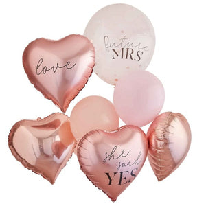 Balloon - Foil Blush Hen Rose Gold & Pink Balloon Cluster 9pk