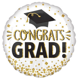 Balloon - Foil Congrats GRAD Gold Glitter Standard HX Foil Balloon 45cm Each