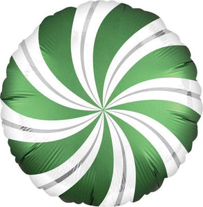 Amscan_OO Balloon - Foil Emerald Green Candy Cane Swirls Foil Balloon 45cm Each