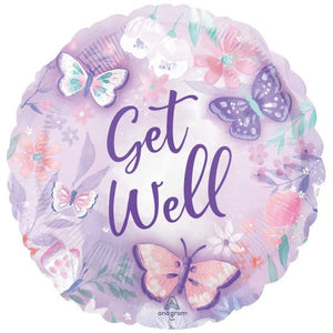 Balloon - Foil Get Well Flutters Butterflies Foil Balloon 45cm Each