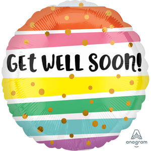 Amscan_OO Balloon - Foil Get Well Soon Bold Stripes Foil Balloon 45cm Each