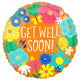 Balloon - Foil Get Well Soon Orange Floral Foil Balloon 45cm Each