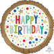 Amscan_OO Balloon - Foil Gold Satin Marquee Dots Happy Birthday Foil Balloon 45cm Each