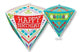 Amscan_OO Balloon - Foil Happy Birhday Scandi Diamond Shape Foil Balloon 38cm x 43cm Each