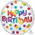 Happy Birthday Dots of Colour Foil Balloon 45cm Each