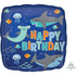 Happy Birthday Sharks Foil Balloon 45cm Each