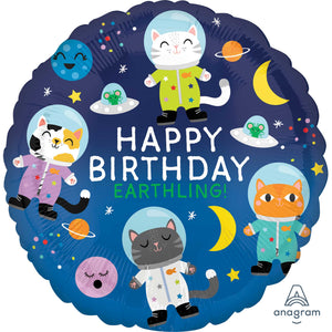 Amscan_OO Balloon - Foil Happy Birthday Space Cats Foil Balloon 45cm Each