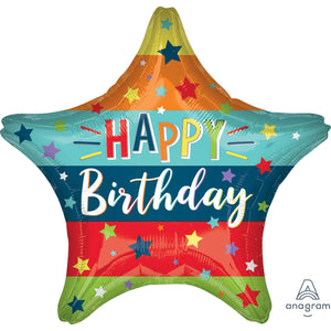 Amscan_OO Balloon - Foil Happy Birthday Stars & Stripes Foil Balloon 45cm Each