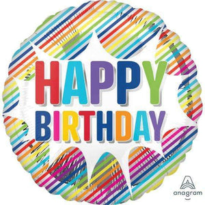 Amscan_OO Balloon - Foil Happy Birthday Striped Burst Foil Balloon 45cm Each