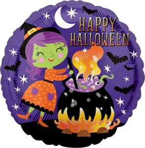 Amscan_OO Balloon - Foil Happy Halloween Witch & Cauldron Foil Balloon 45cm Each