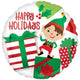 Balloon - Foil Happy Holidays Adorable Elf Foil Balloon 45cm Each