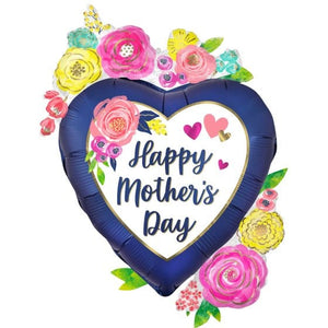 Balloon - Foil Happy Mother's Day Watercolour Floral Satin SuperShape XL Foil Balloon 63cm x 86cm Each